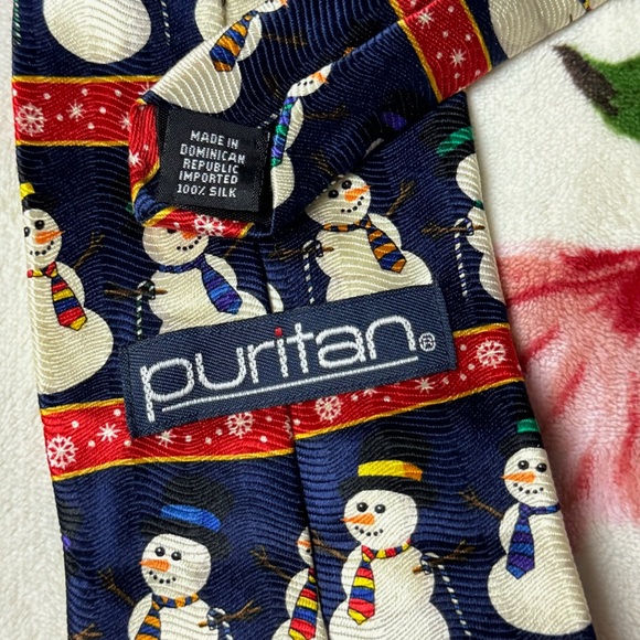 Puritan Snowman Necktie - Blue and Red - Picture 2 of 2